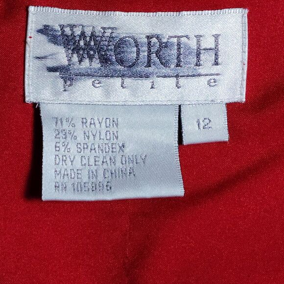 Worth Womens Pinafoe Sheath Dress Red Sleeveless Square Neck Stretch Size 12P - Picture 5 of 6